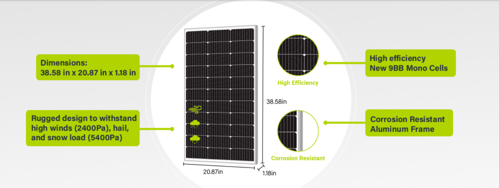 100-watt solar panel kit - Newpowa 12v